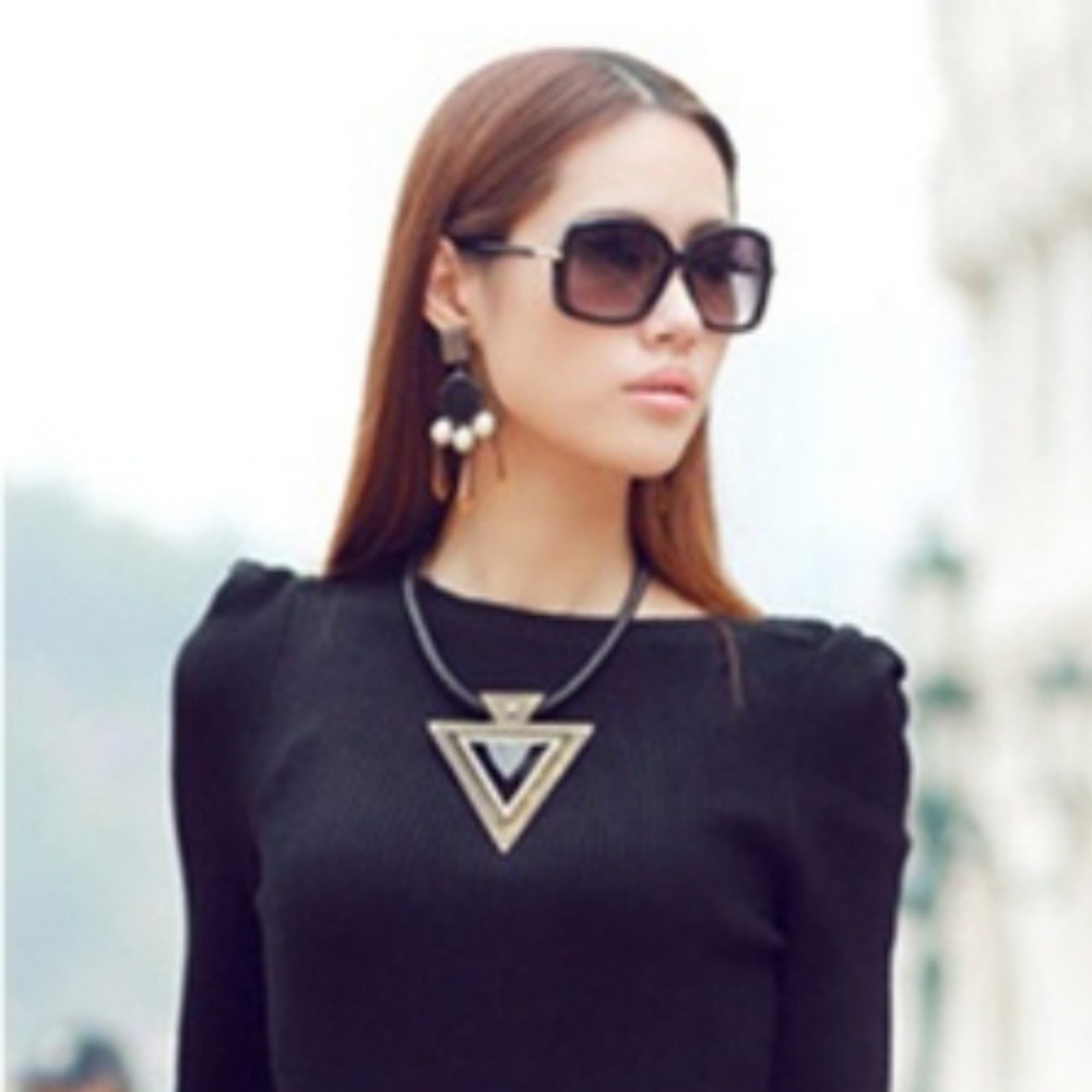 Bronze Rhinestone Pendant Braided Leather Necklace